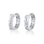 MICHAEL M Fashion Earrings 18K White Gold Montage Diamond Cross Hoops ER618