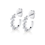 MICHAEL M Fashion Earrings 18K White Gold Montage Emerald and Princess Cut Diamond Hoops ER625