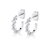 MICHAEL M Fashion Earrings 18K White Gold Montage Emerald and Princess Cut Diamond Hoops ER625