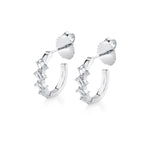 MICHAEL M Fashion Earrings 18K White Gold Montage Emerald Cut Diamond Hoops ER626