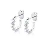 MICHAEL M Fashion Earrings 18K White Gold Montage Emerald Cut Diamond Hoops ER626