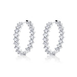 MICHAEL M Fashion Earrings 18K White Gold Montage Emerald Hoop Earrings ER619