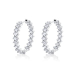 MICHAEL M Fashion Earrings 18K White Gold Montage Emerald Hoop Earrings ER619