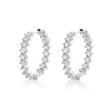 MICHAEL M Fashion Earrings 18K White Gold Montage Emerald Hoop Earrings ER619