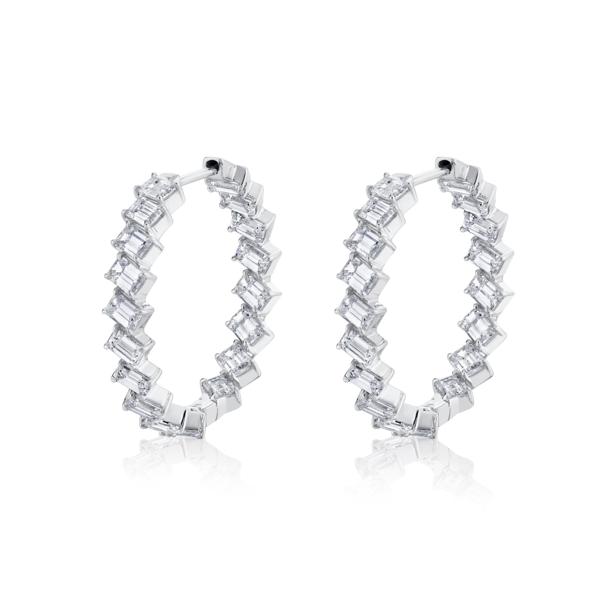 MICHAEL M Fashion Earrings 18K White Gold Montage Emerald Hoop Earrings ER619