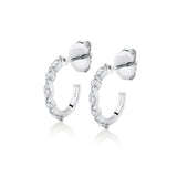MICHAEL M Fashion Earrings 18K White Gold Montage Marquise and Round Cut Diamond Hoops ER624