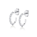 MICHAEL M Fashion Earrings 18K White Gold Montage Mixed Cut Diamond Hoops ER627