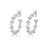 MICHAEL M Fashion Earrings 18K White Gold Montage Mixed-Cut Pavé Bar Earrings ER640