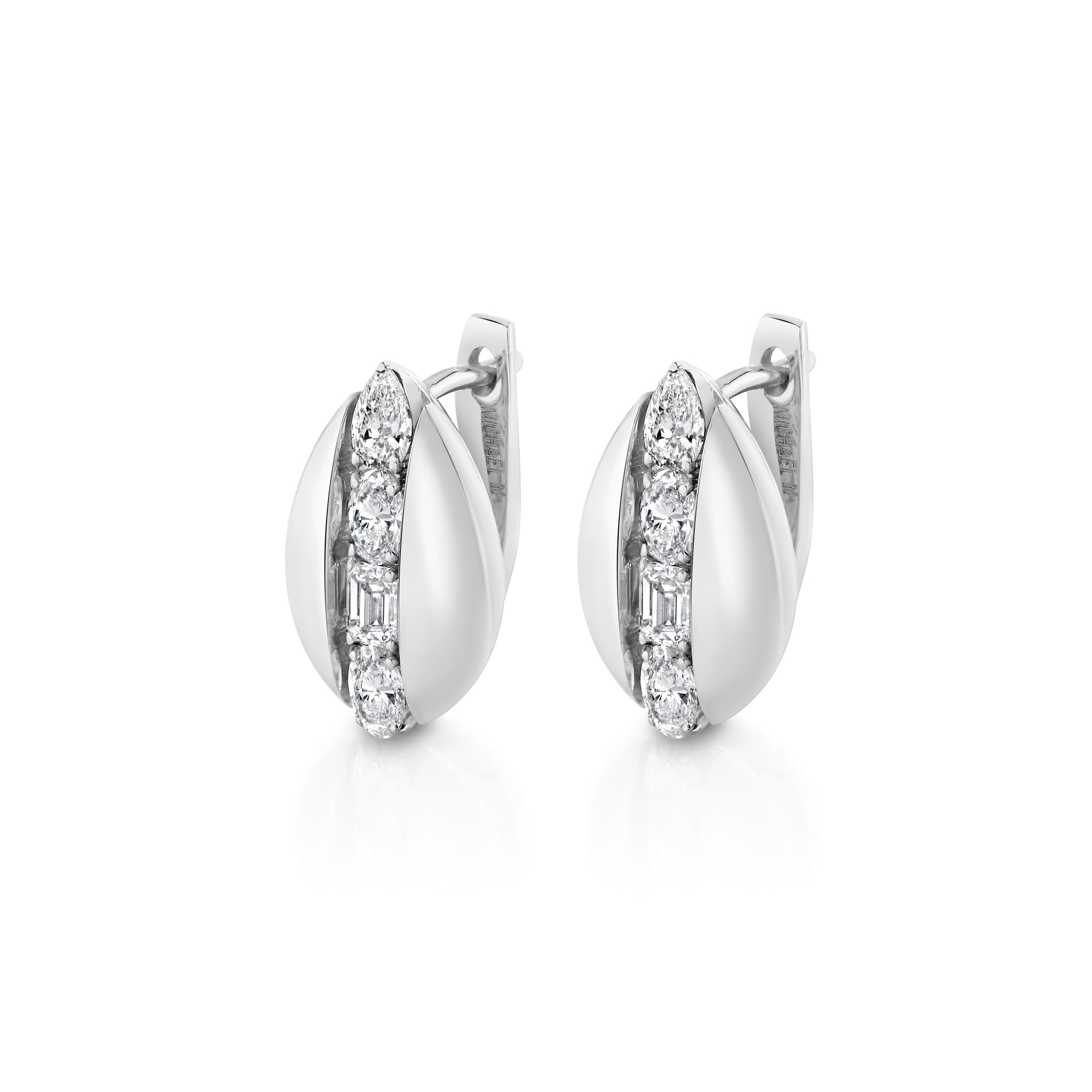 MICHAEL M Fashion Earrings 18K White Gold Montage Mixed-Cut Sculpted Earrings ER650