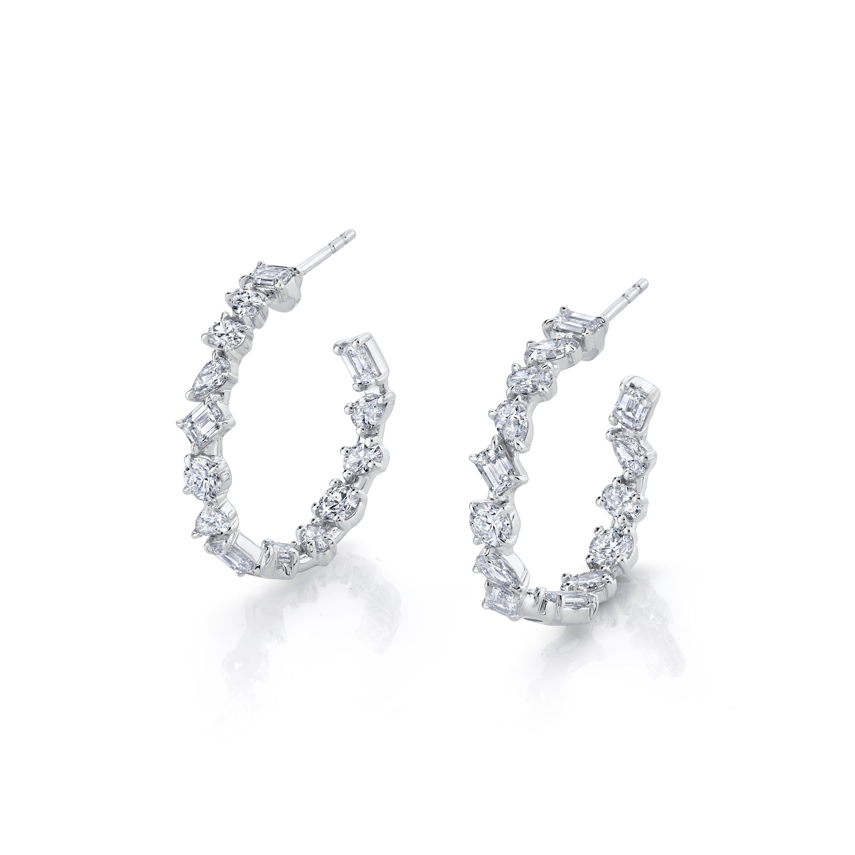 MICHAEL M Fashion Earrings 18K White Gold Montage Petite Hoop Earrings