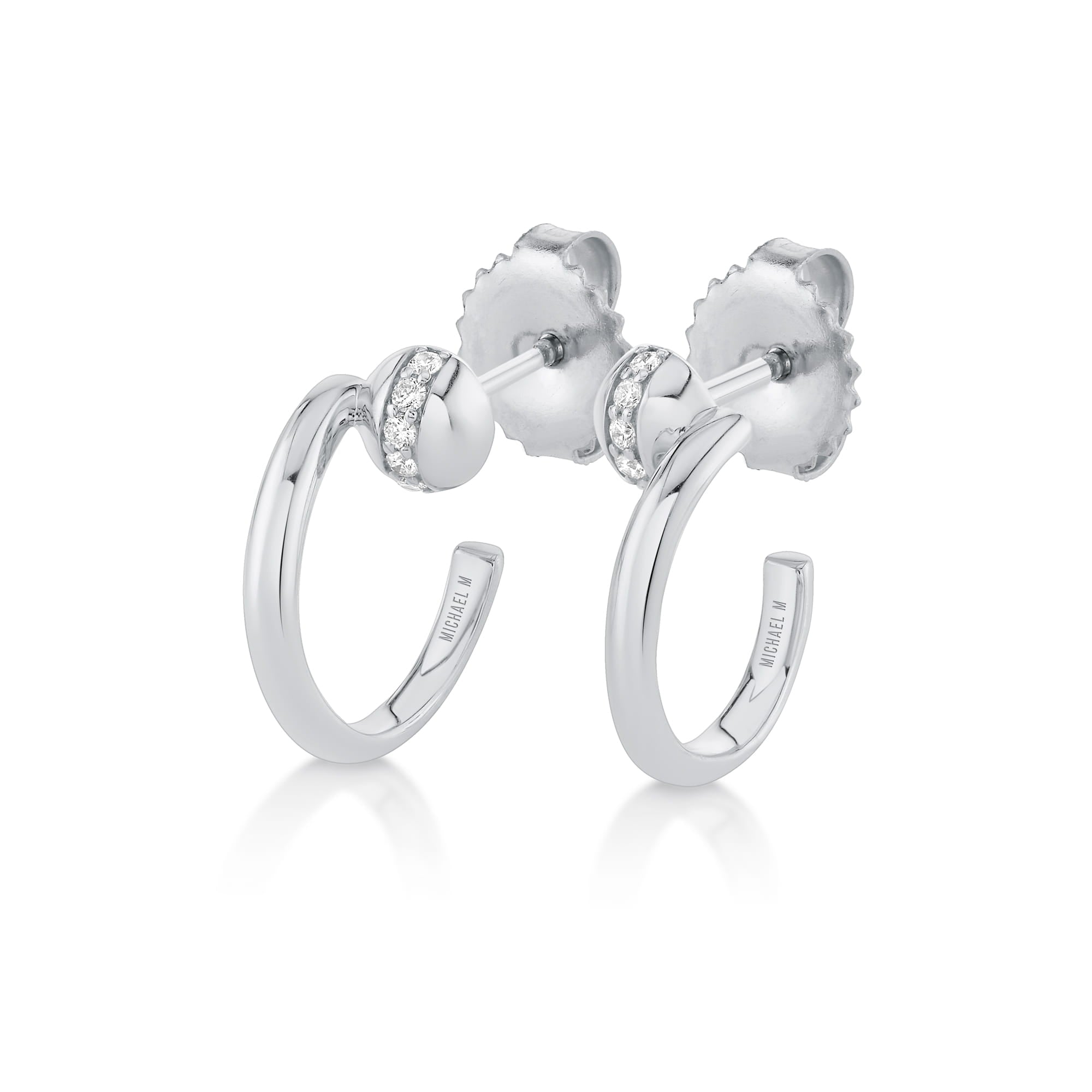 MICHAEL M Fashion Earrings 18K White Gold Orb Bypass Hoop Earrings ER636