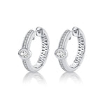MICHAEL M Fashion Earrings 18K White Gold Orb Pavé Bezel Hoop Earrings ER639