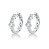 MICHAEL M Fashion Earrings 18K White Gold Orb Pavé Bezel Hoop Earrings ER639