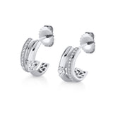 MICHAEL M Fashion Earrings 18K White Gold Orb Split Pavé Hoop Earrings ER638