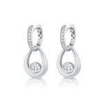 MICHAEL M Fashion Earrings 18K White Gold Orb Teardrop Bezel Drop Earrings ER641