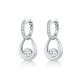 MICHAEL M Fashion Earrings 18K White Gold Orb Teardrop Bezel Drop Earrings ER641