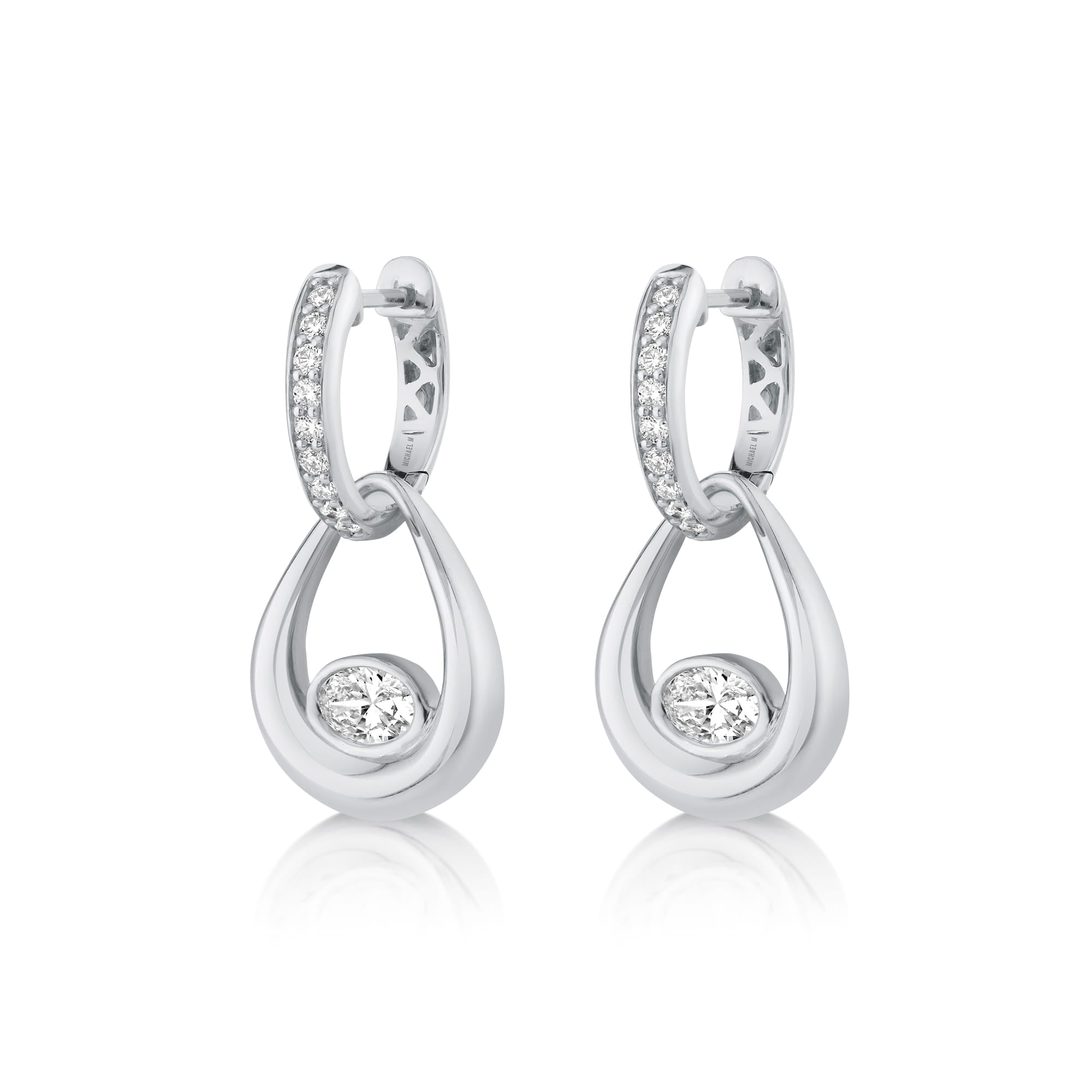 MICHAEL M Fashion Earrings 18K White Gold Orb Teardrop Bezel Drop Earrings ER641