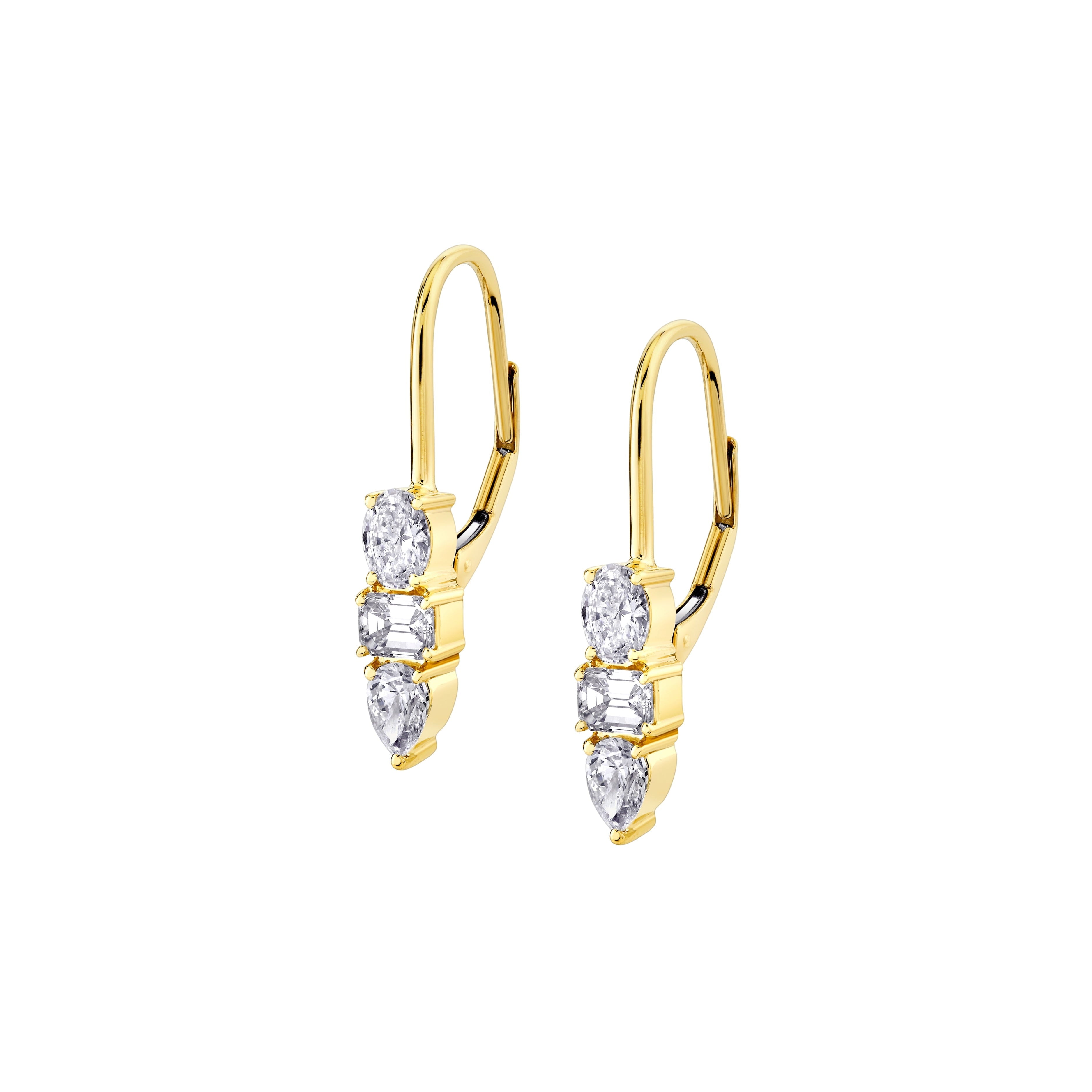 MICHAEL M Fashion Earrings 18K Yellow Gold Montage 3 Drop Earrings ER614