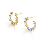 MICHAEL M Fashion Earrings 18K Yellow Gold Montage Baguette Front-to-Back Hoops