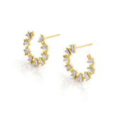 MICHAEL M Fashion Earrings 18K Yellow Gold Montage Baguette Front-to-Back Hoops
