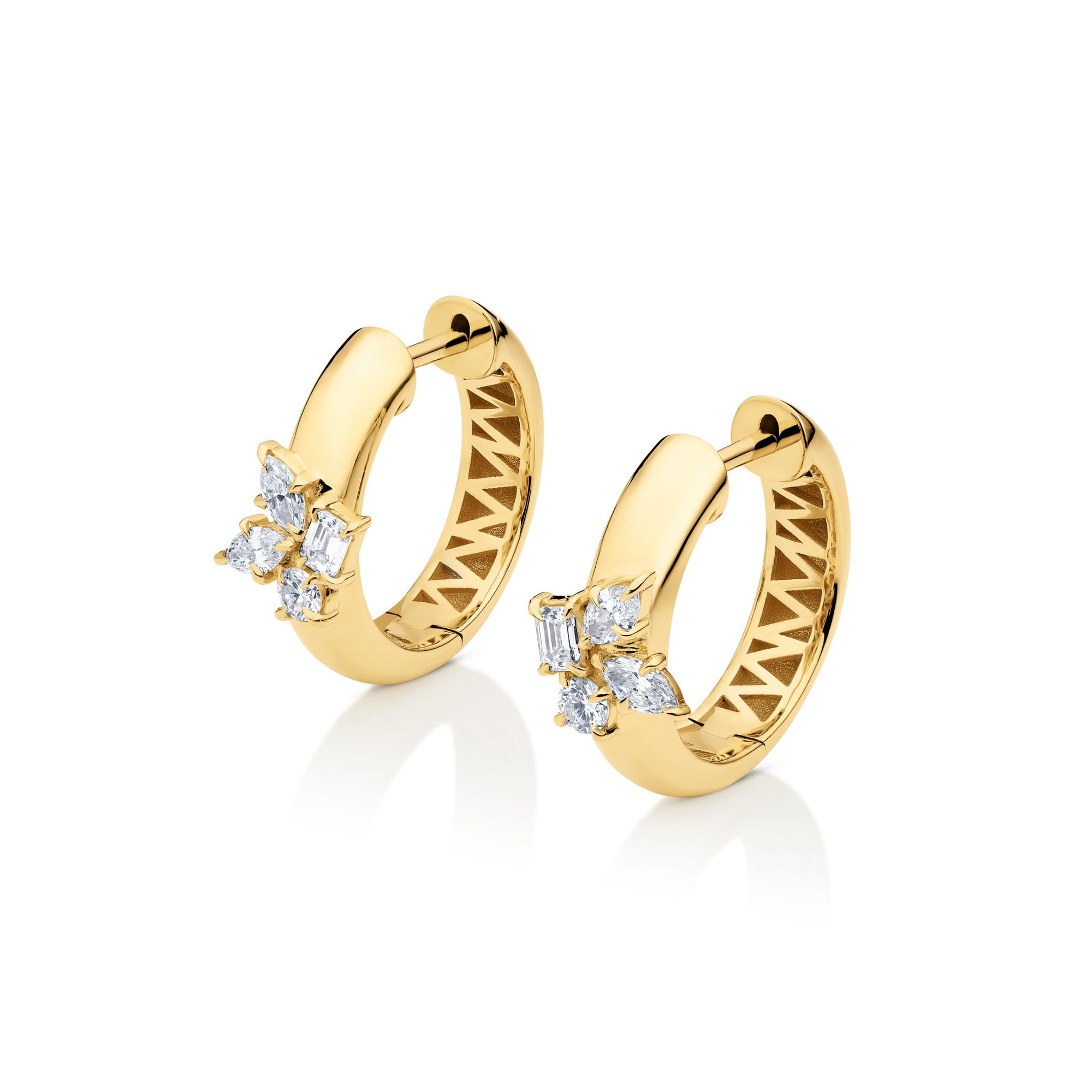 MICHAEL M Fashion Earrings 18K Yellow Gold Montage Cluster Hoops ER645