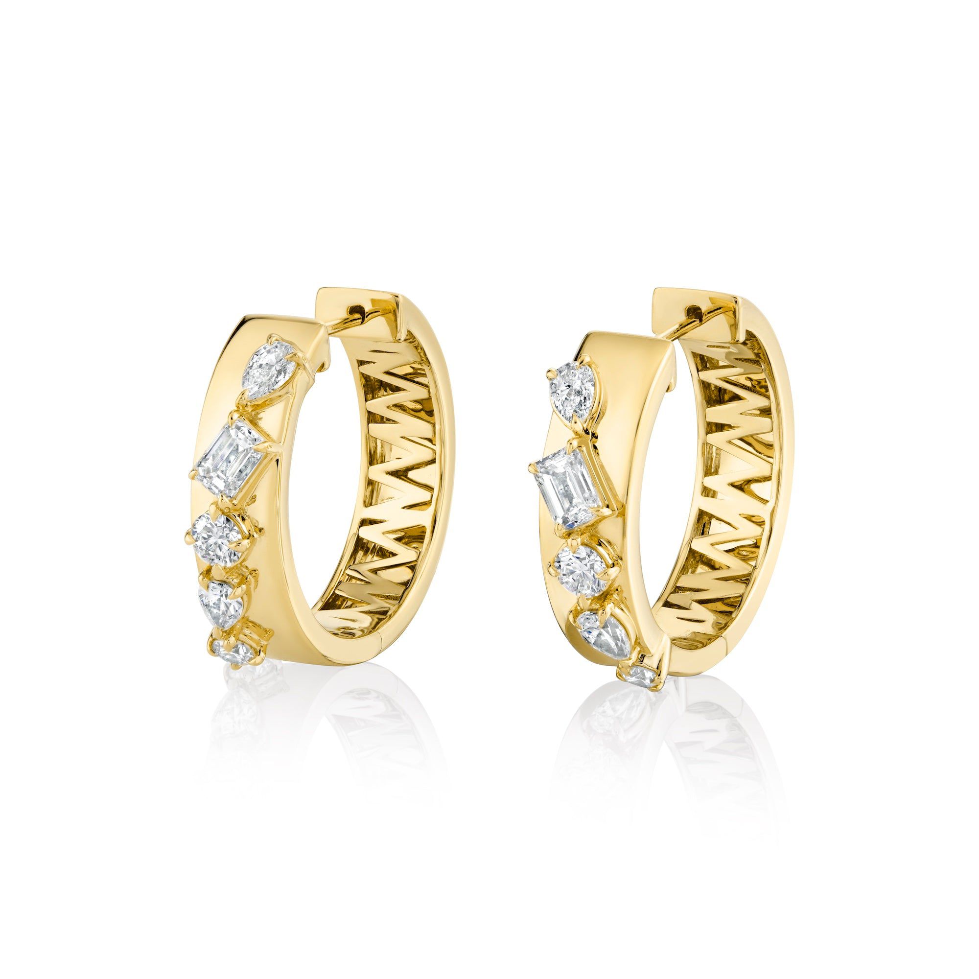MICHAEL M Fashion Earrings 18K Yellow Gold Montage Diamond Cross Hoops ER618