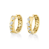 MICHAEL M Fashion Earrings 18K Yellow Gold Montage Diamond Cross Hoops ER618