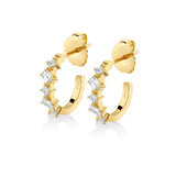 MICHAEL M Fashion Earrings 18K Yellow Gold Montage Emerald and Princess Cut Diamond Hoops ER625