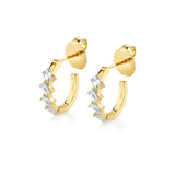 MICHAEL M Fashion Earrings 18K Yellow Gold Montage Emerald Cut Diamond Hoops ER626