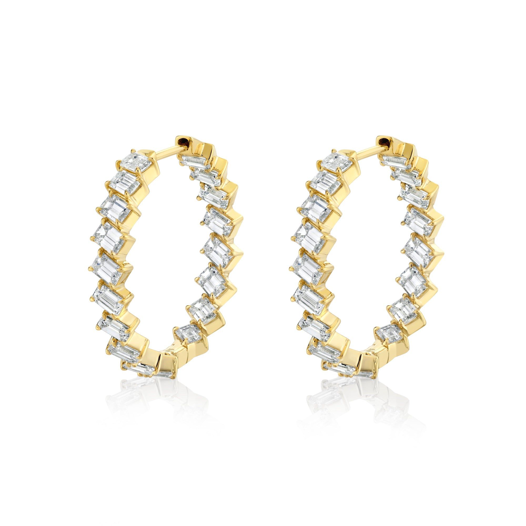 MICHAEL M Fashion Earrings 18K Yellow Gold Montage Emerald Hoop Earrings ER619