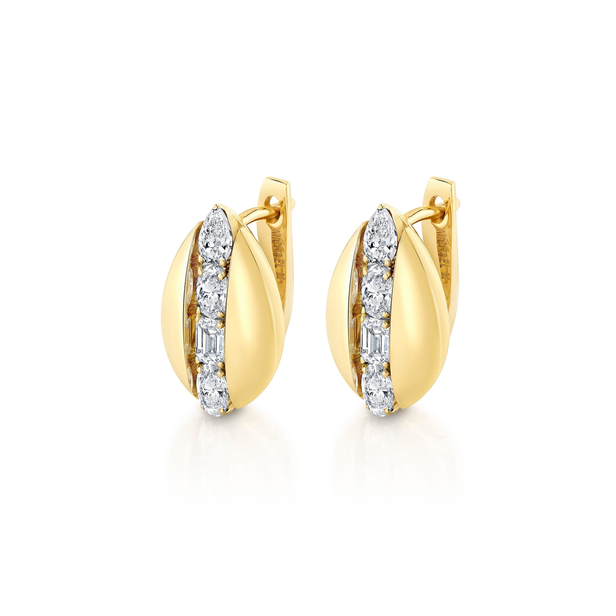 MICHAEL M Fashion Earrings 18K Yellow Gold Montage Mixed-Cut Sculpted Earrings ER650