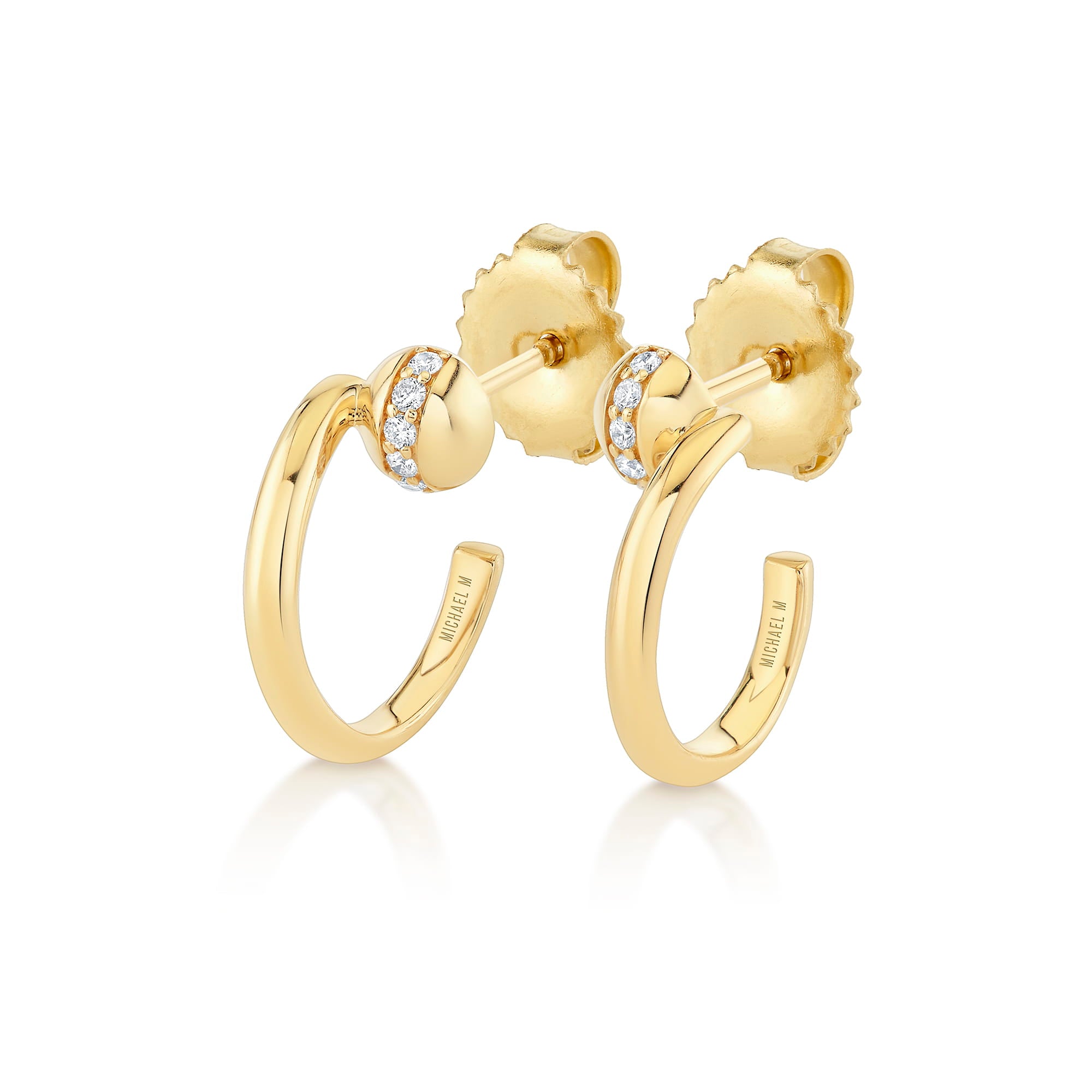 MICHAEL M Fashion Earrings 18K Yellow Gold Orb Bypass Hoop Earrings ER636