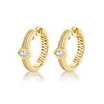 MICHAEL M Fashion Earrings 18K Yellow Gold Orb Pavé Bezel Hoop Earrings ER639