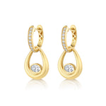 MICHAEL M Fashion Earrings 18K Yellow Gold Orb Teardrop Bezel Drop Earrings ER641