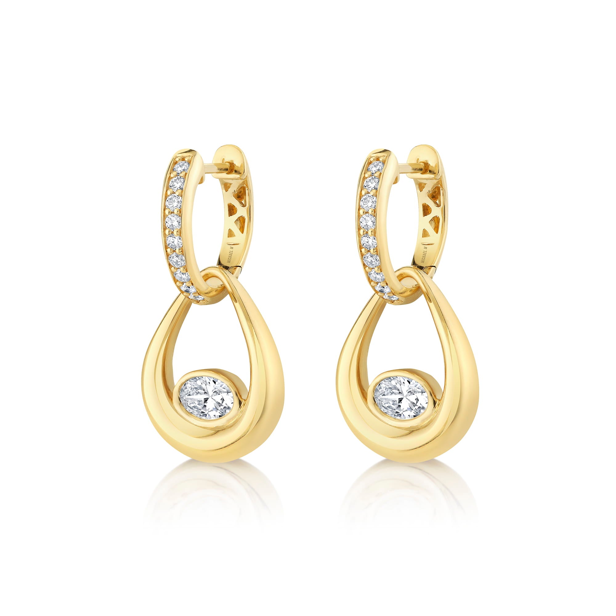 MICHAEL M Fashion Earrings 18K Yellow Gold Orb Teardrop Bezel Drop Earrings ER641