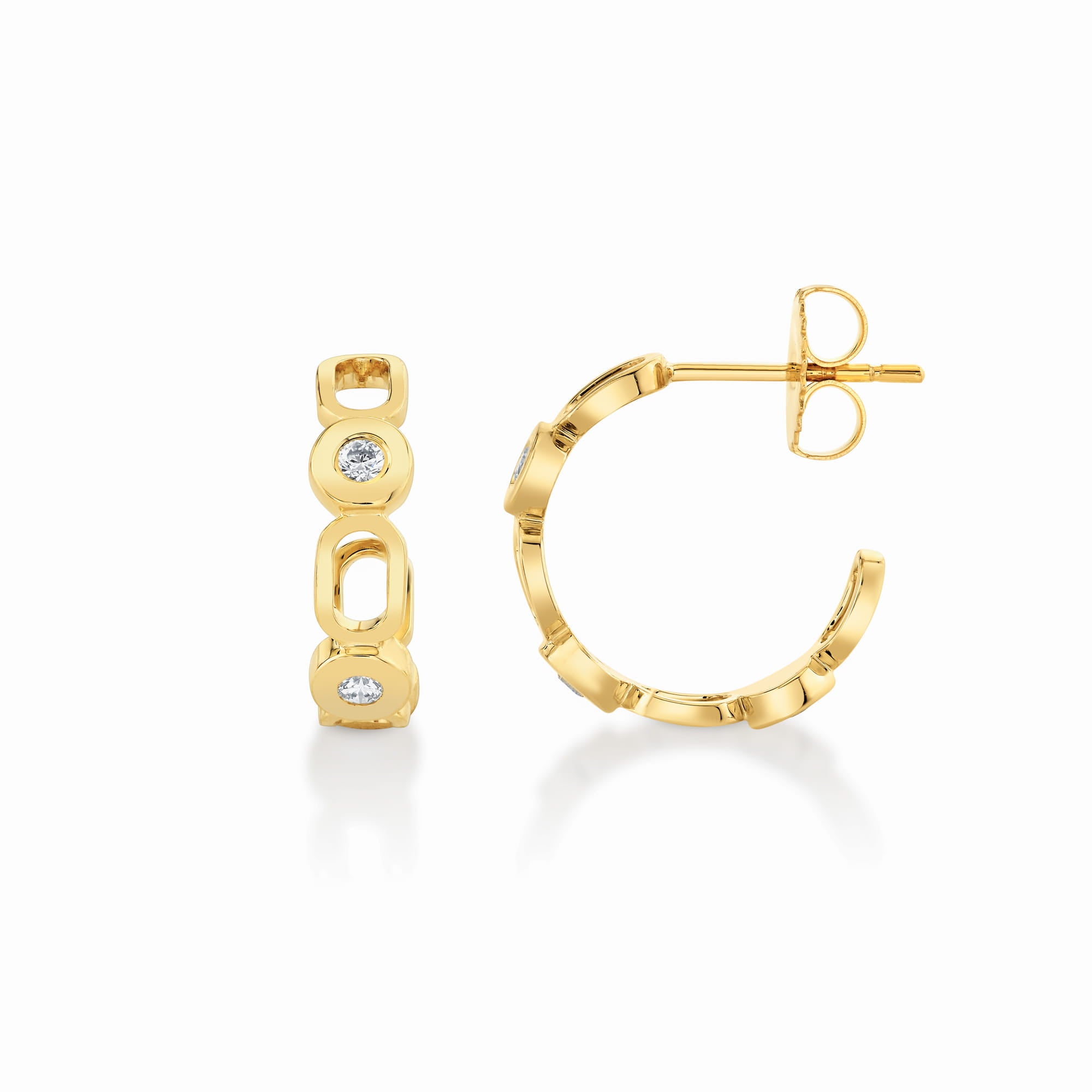 Link Petite Bezel Hoops ER358S | MICHAEL M