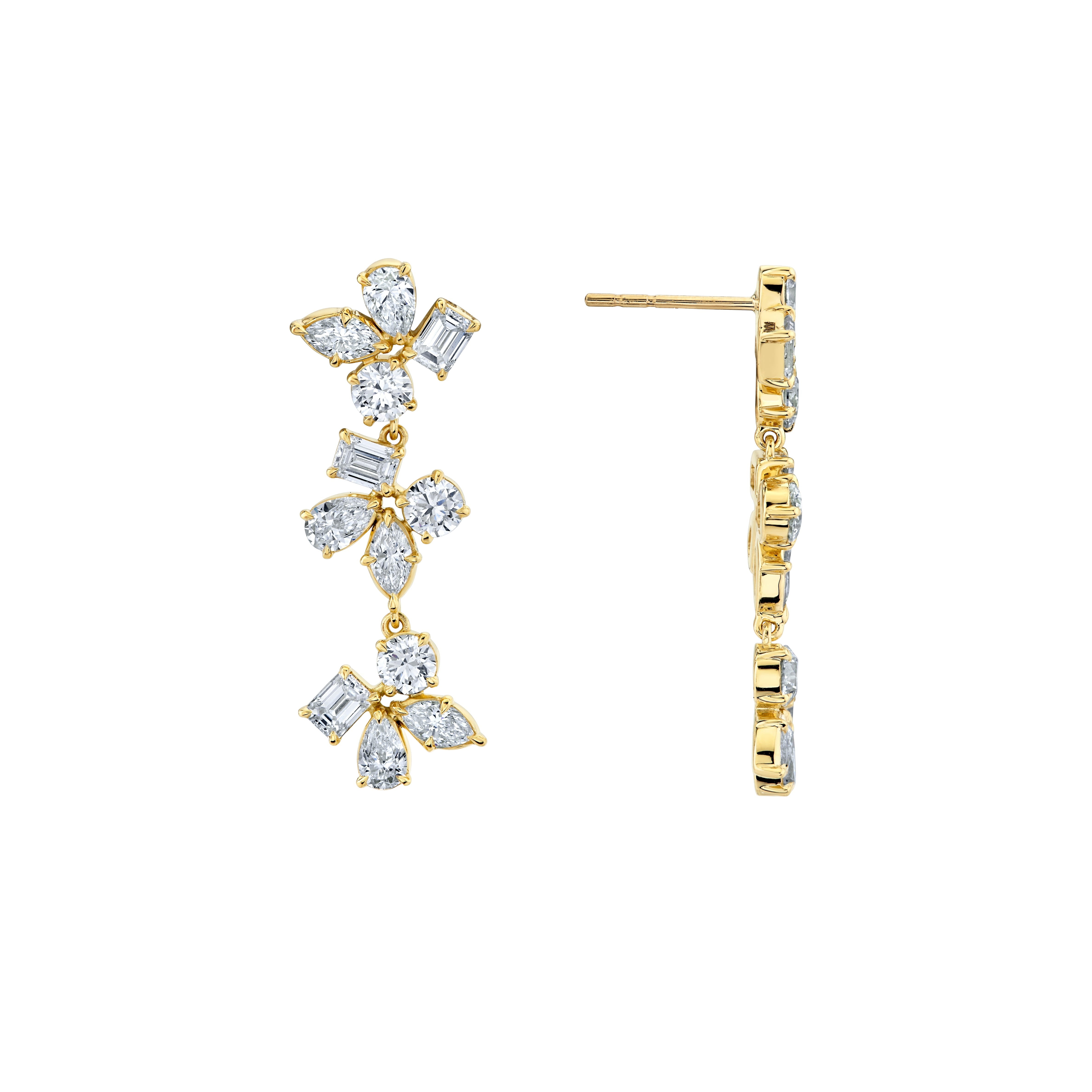 MICHAEL M Fashion Earrings Montage 3 Cluster Drop Earrings