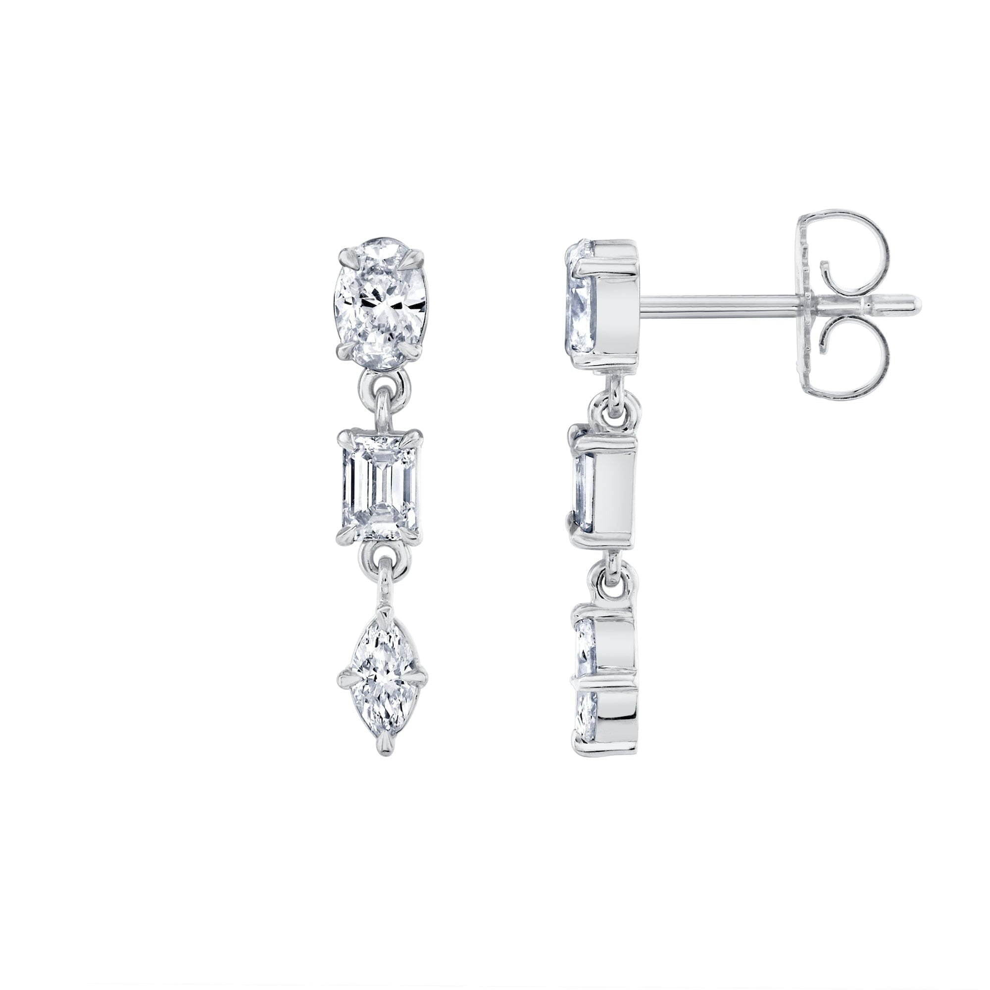 MICHAEL M Fashion Earrings Montage 3 Stone Drop Earrings