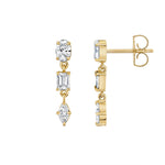 MICHAEL M Fashion Earrings Montage 3 Stone Drop Earrings