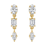 MICHAEL M Fashion Earrings Montage 3 Stone Drop Earrings