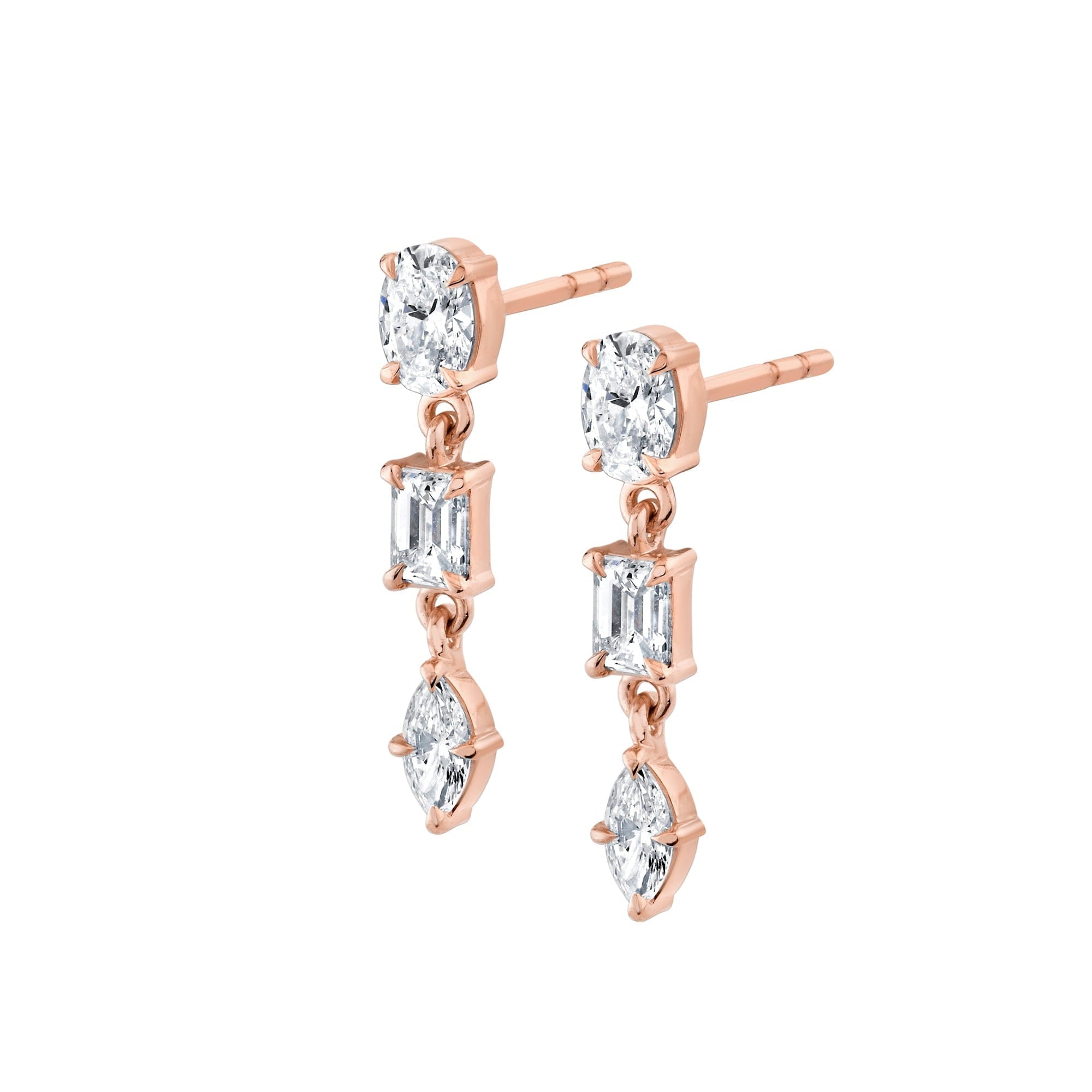 MICHAEL M Fashion Earrings Montage 3 Stone Drop Earrings