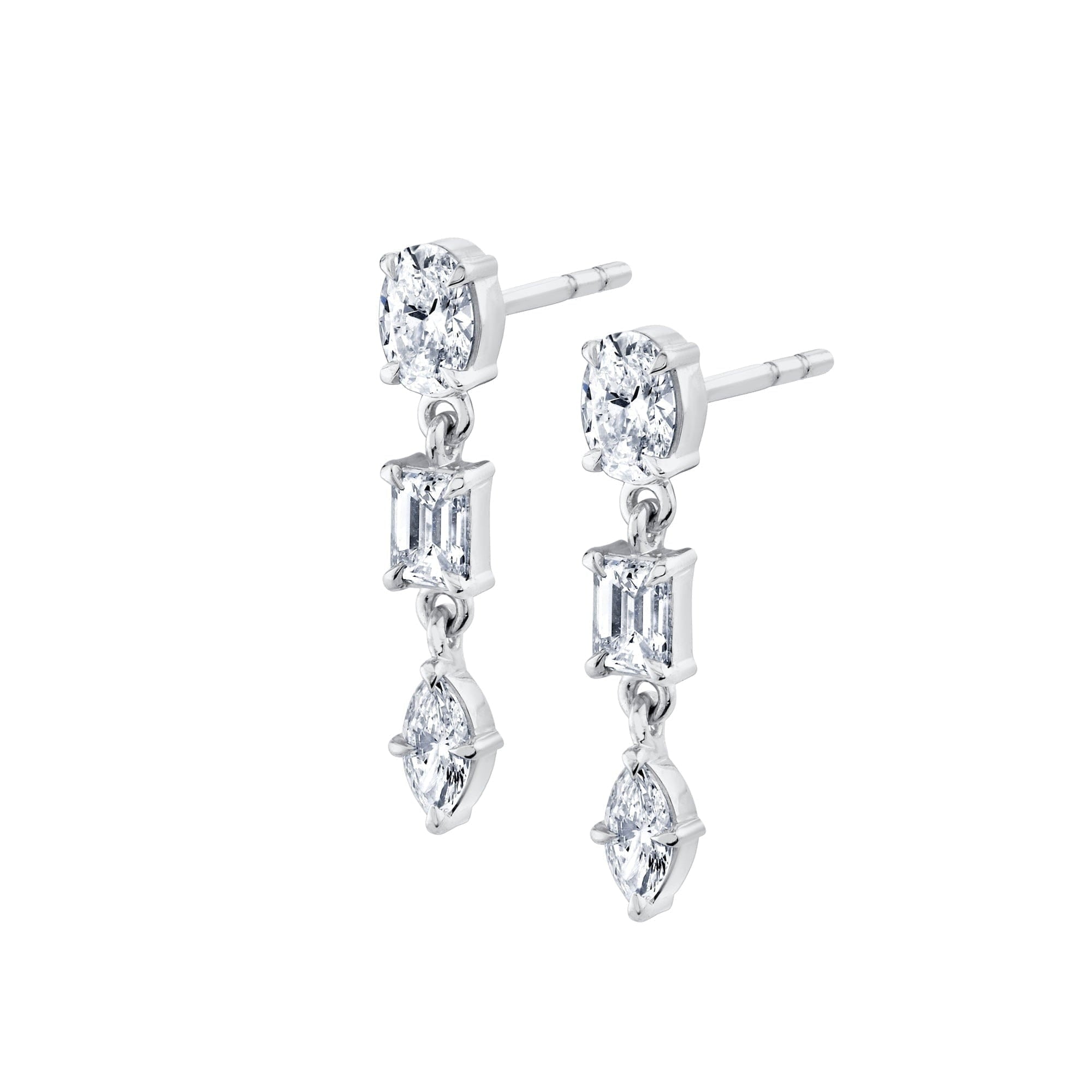 MICHAEL M Fashion Earrings Montage 3 Stone Drop Earrings