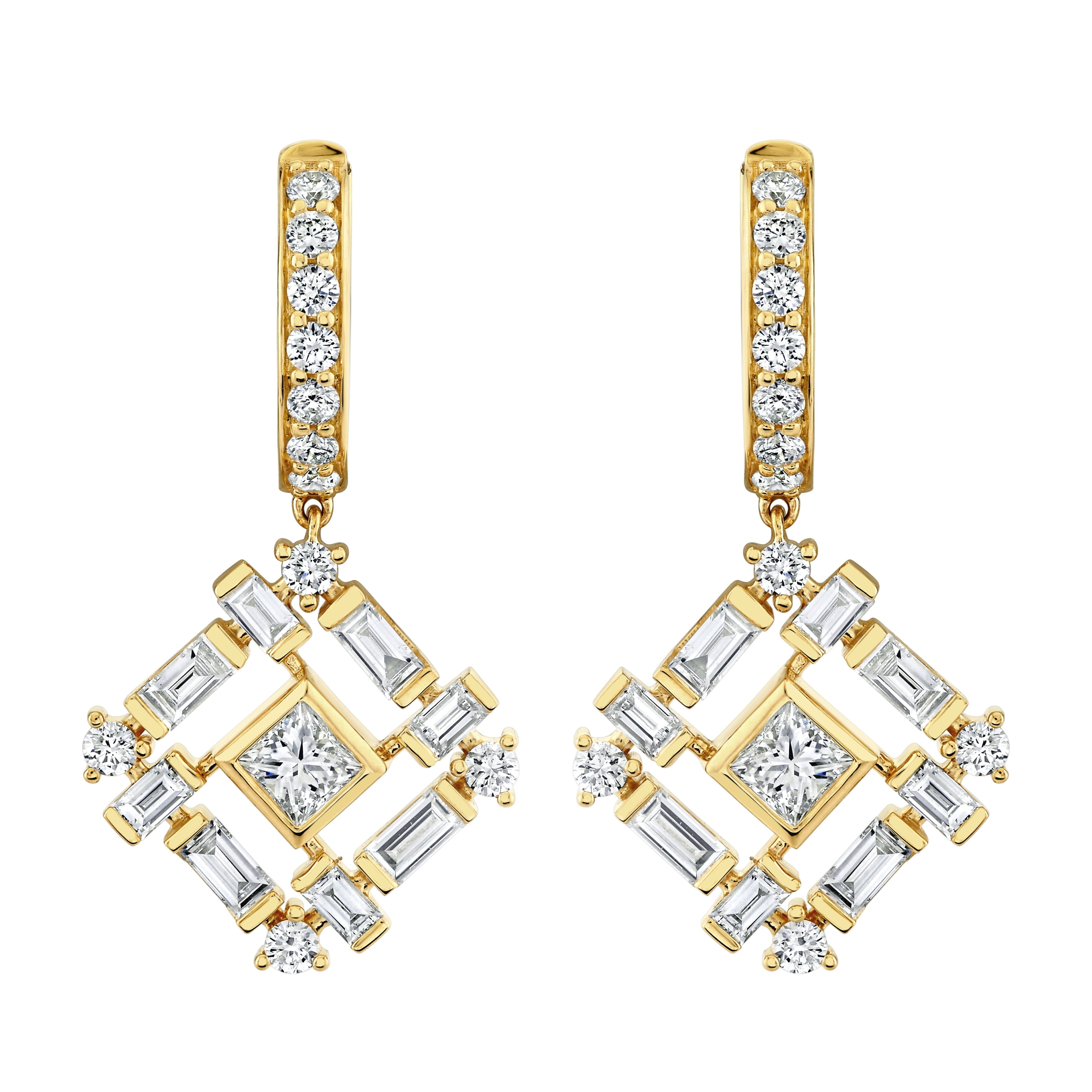 MICHAEL M Fashion Earrings Montage Baguette Drop Earrings