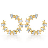 MICHAEL M Fashion Earrings Montage Baguette Front-to-Back Hoops