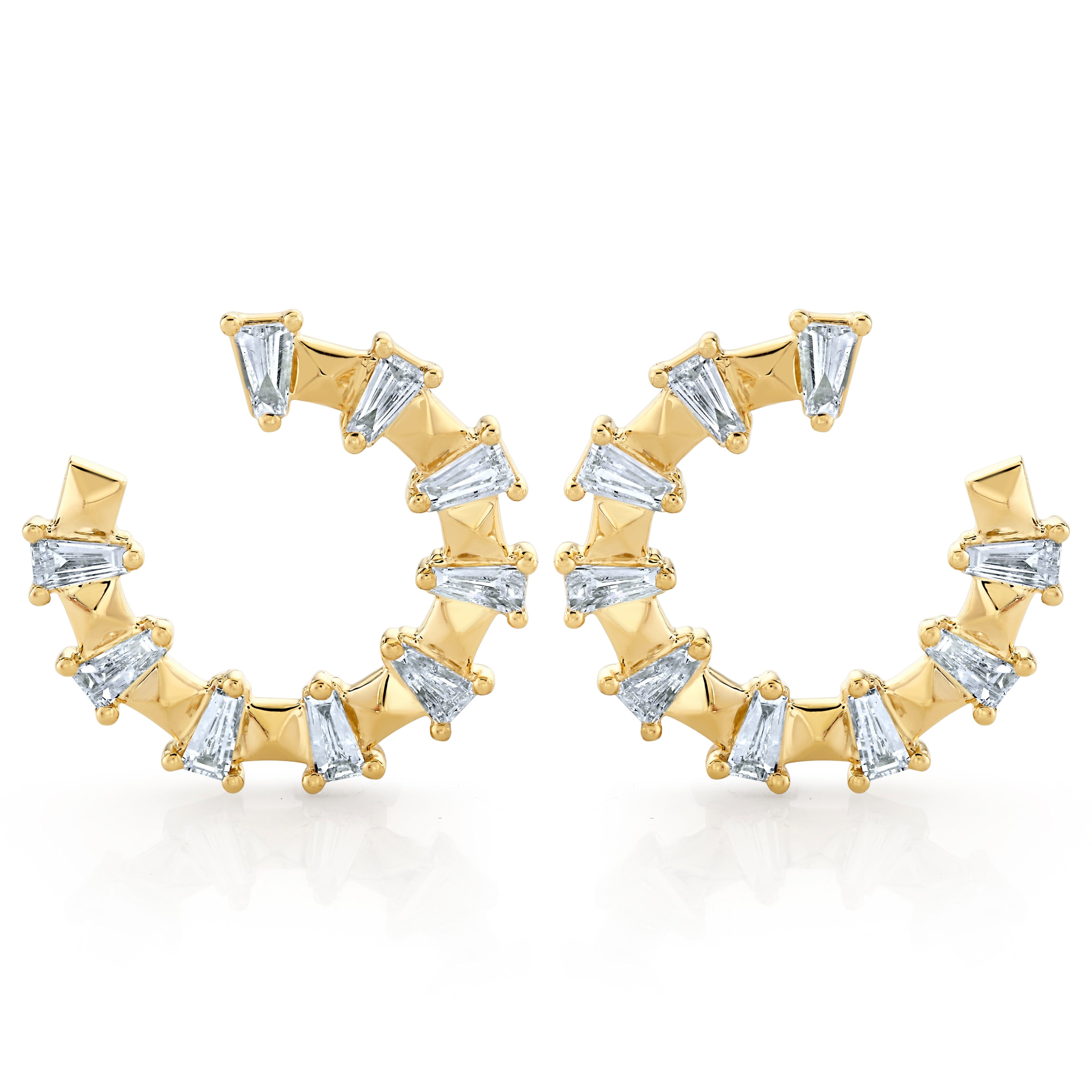 MICHAEL M Fashion Earrings Montage Baguette Front-to-Back Hoops
