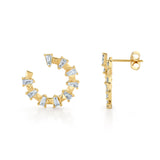 MICHAEL M Fashion Earrings Montage Baguette Front-to-Back Hoops