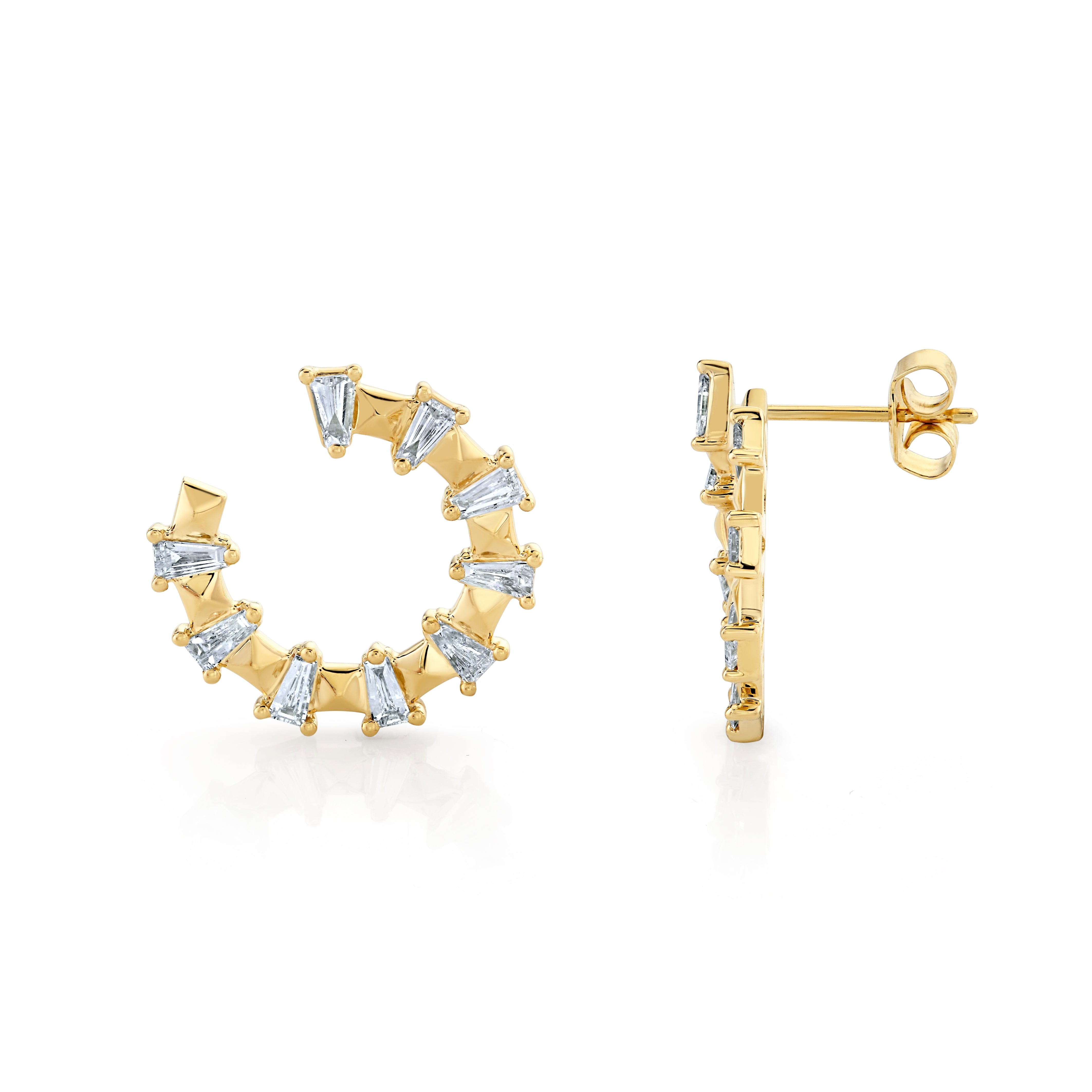 MICHAEL M Fashion Earrings Montage Baguette Front-to-Back Hoops