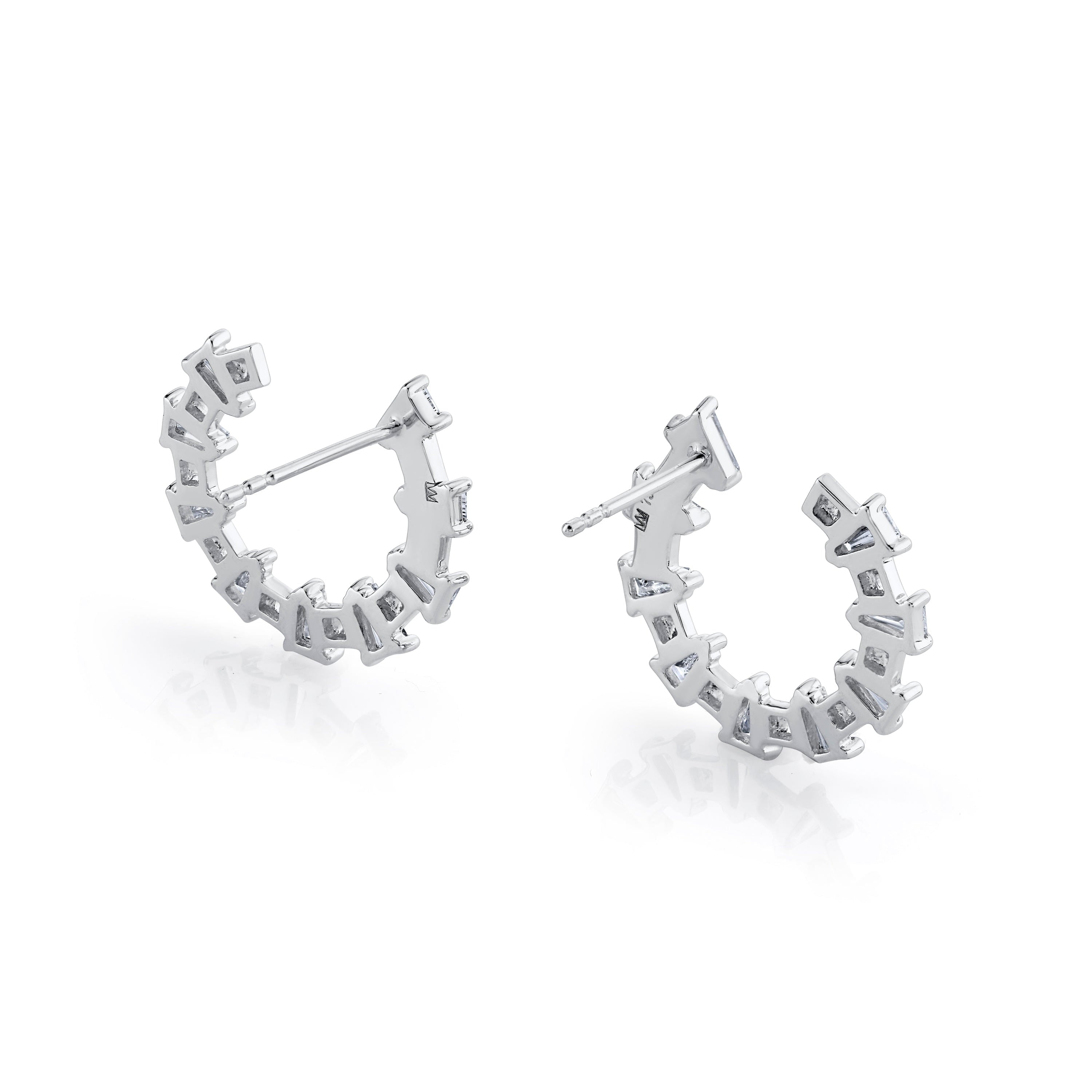 MICHAEL M Fashion Earrings Montage Baguette Front-to-Back Hoops