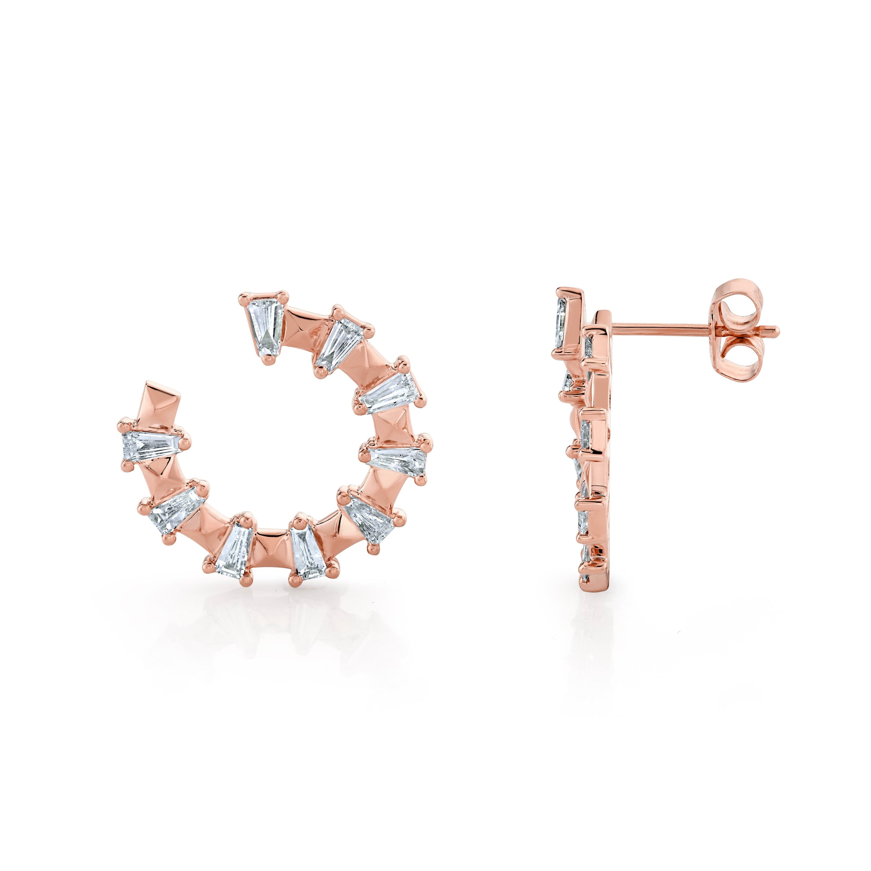 MICHAEL M Fashion Earrings Montage Baguette Front-to-Back Hoops