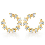 MICHAEL M Fashion Earrings Montage Baguette Front-to-Back Hoops